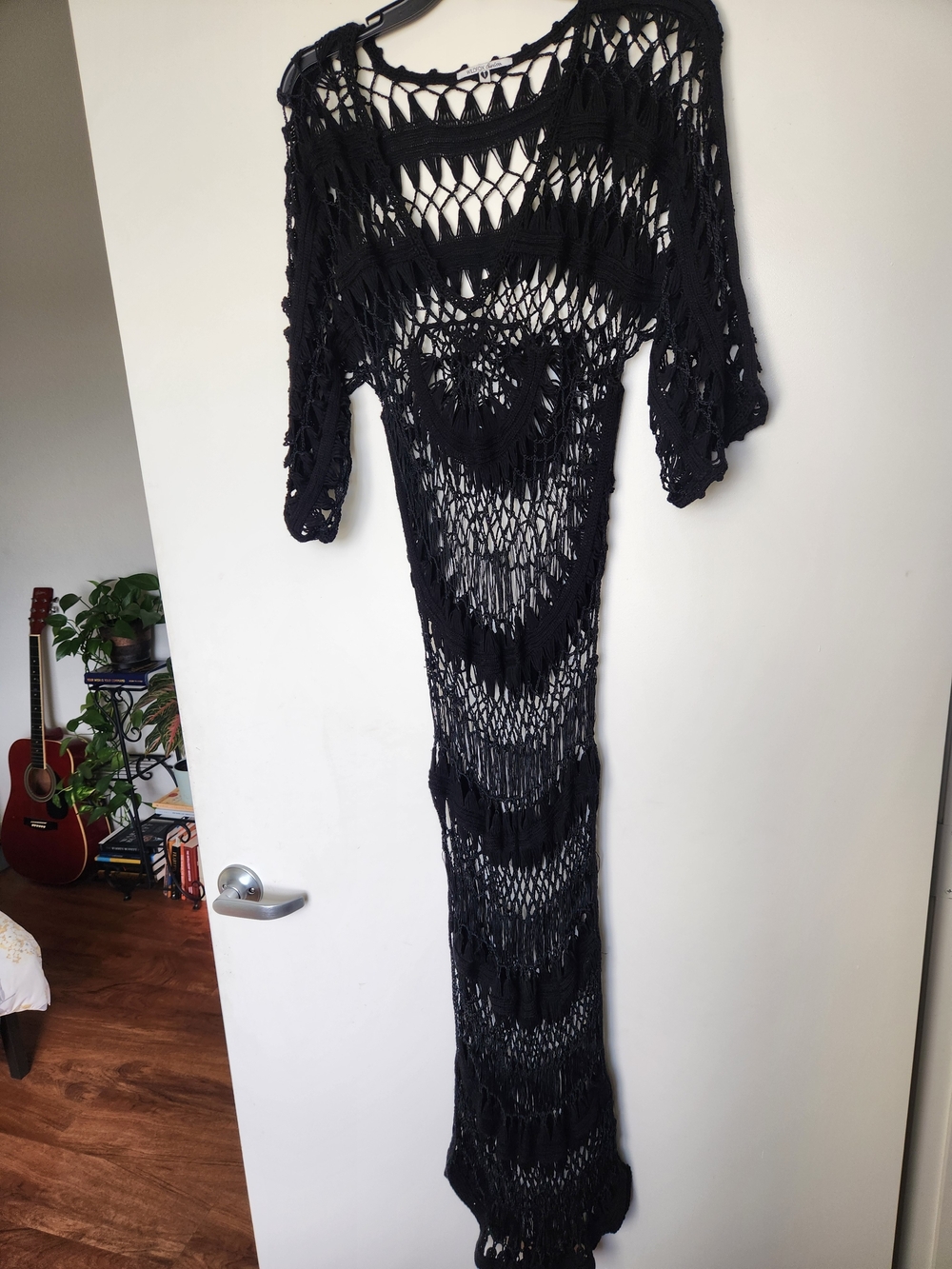 Wildfox Size 1 Black Crochet Maxi Dress - Lightweight Open Knit